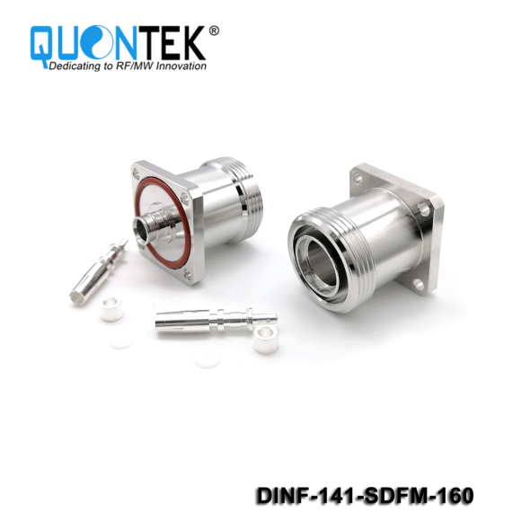 Low PIM Connector,DIN female,Flange mounted,.141"/RG402/QTC400 Cable,Solder Type