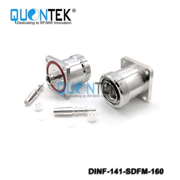 Low PIM Connector,DIN female,Flange mounted,.141"/RG402/QTC400 Cable,Solder Type