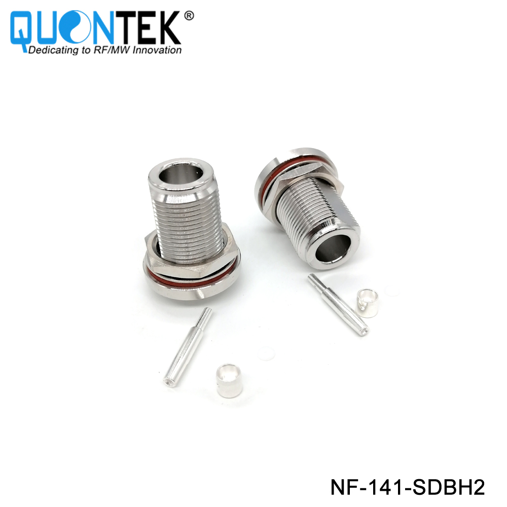 Low PIM connector,N Female for 141/RG402/TFT402 cable,solder type,Bulkhead mounted