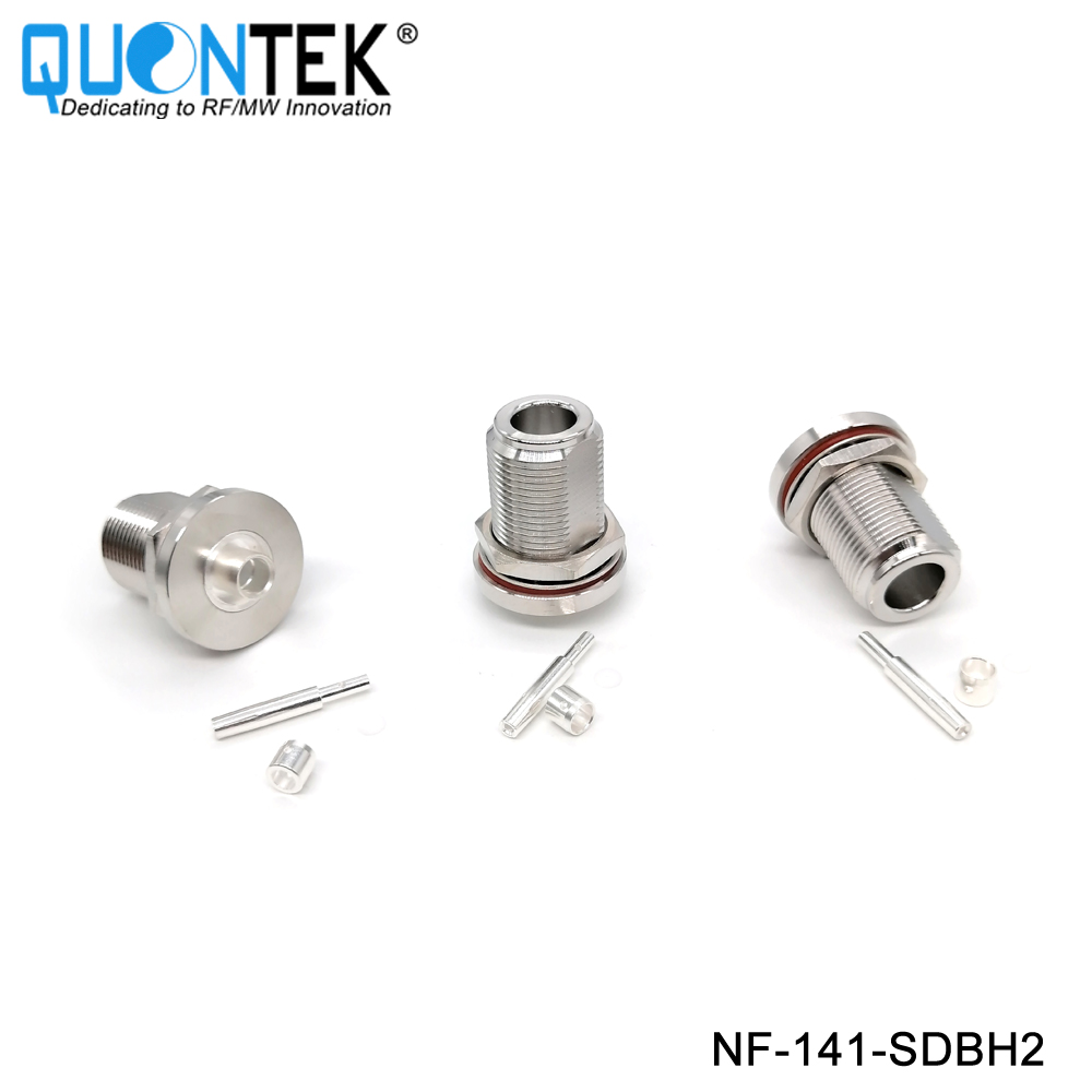 Low PIM connector,N Female for 141/RG402/TFT402 cable,solder type,Bulkhead mounted