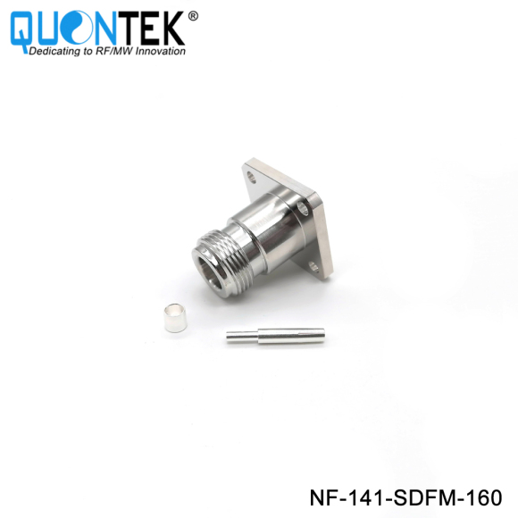 Low PIM connector,N Female for 141/RG402/TFT402 cable,solder type,Flange mounted