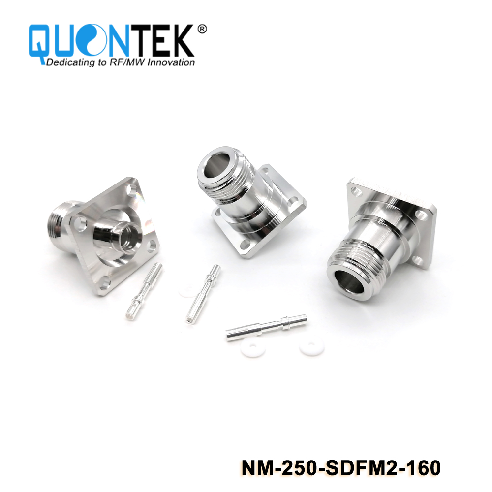 Low PIM connector,N Female for 250/RG401/QTC640/SF250 cable,solder type,Flange mounted