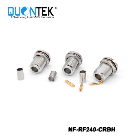 Standard Connector, N Female for RF240 cable,Crimp type,Bulkhead mounted