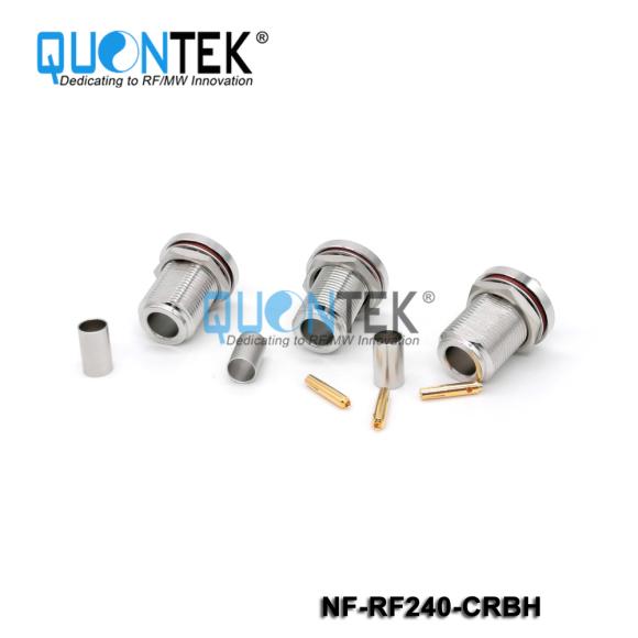 Standard Connector, N Female for RF240 cable,Crimp type,Bulkhead mounted