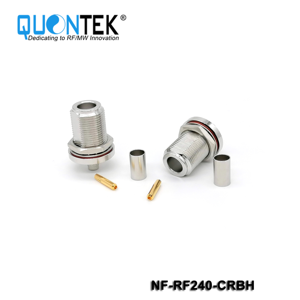 Standard Connector, N Female for RF240 cable,Crimp type,Bulkhead mounted