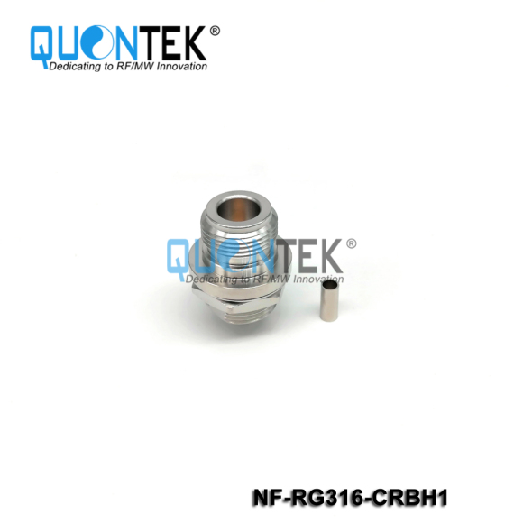 Standard RF connector,N female,RG316 cable,Rear panel installation Bulkhead mounted