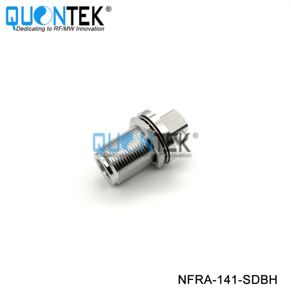 Low PIM connector,N RA Female for 141/RG402/TFT402 cable,solder type,Bulkhead mounted