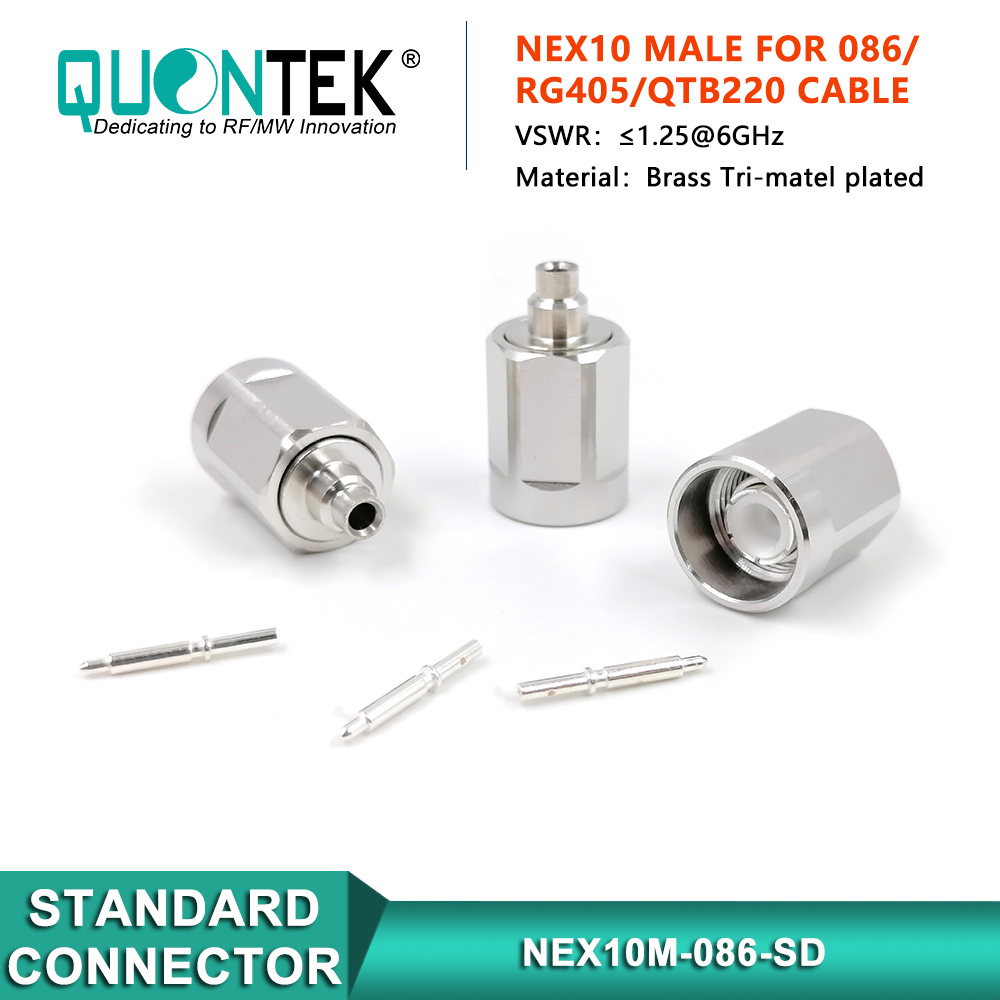 Standard Connector, NEX10 Male for .086"/RG405/QTB220 Cable,Solder Type