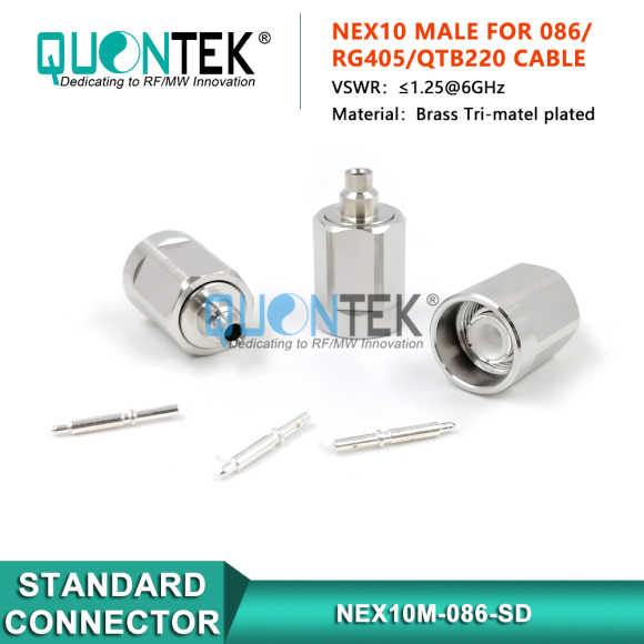 Standard Connector, NEX10 Male for .086"/RG405/QTB220 Cable,Solder Type Standard Connector, NEX10 Male for .086"/RG405/QTB220 Cable,Solder Type