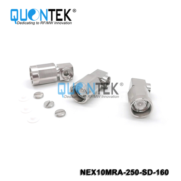 Low PIM connector,NEX10 RA male,.250"/RG401/SF250 cable,solder type