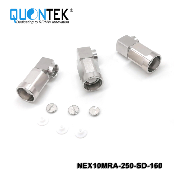 Low PIM connector,NEX10 RA male,.250"/RG401/SF250 cable,solder type