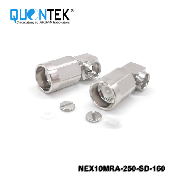 Low PIM connector,NEX10 RA male,.250"/RG401/SF250 cable,solder type