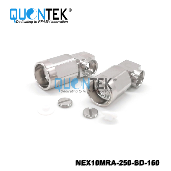 Low PIM connector,NEX10 RA male,.250"/RG401/SF250 cable,solder type