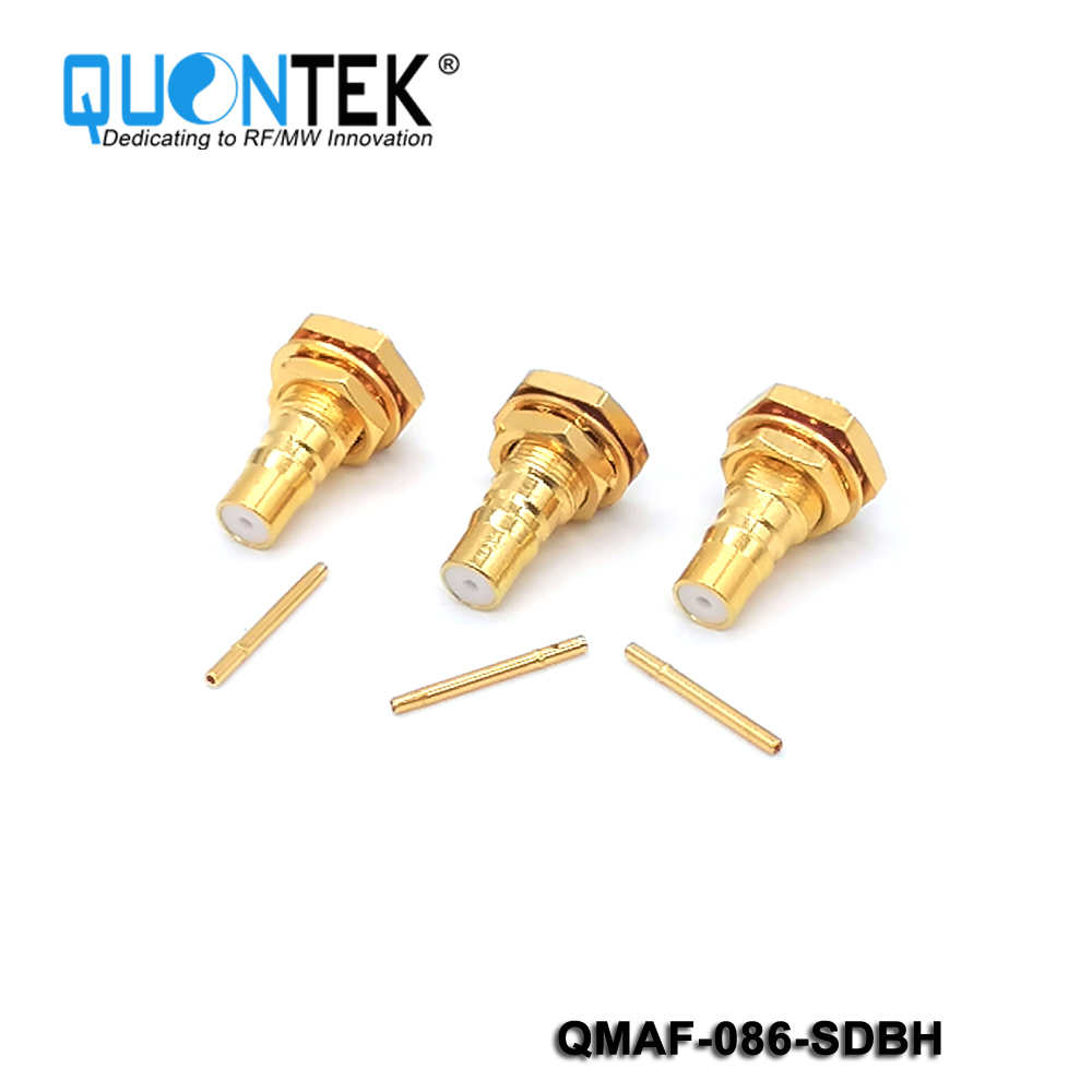 Standard Connector, QMA Female for .086 cable,solder type,Bulkhead mounted