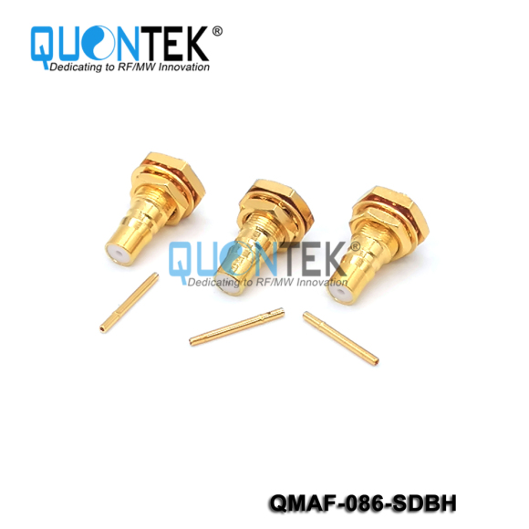 Standard Connector, QMA Female for .086 cable,solder type,Bulkhead mounted