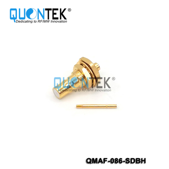 Standard Connector, QMA Female for .086 cable,solder type,Bulkhead mounted
