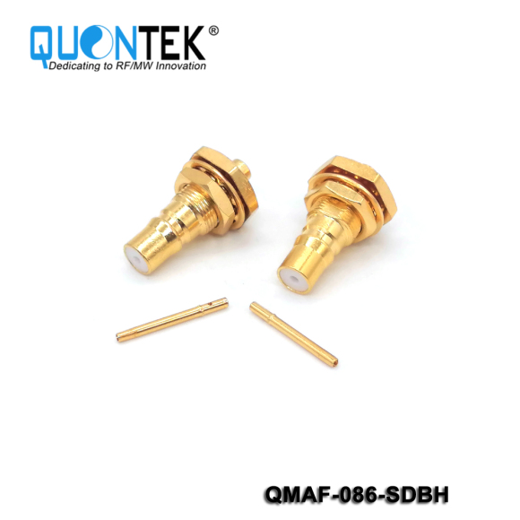 Standard Connector, QMA Female for .086 cable,solder type,Bulkhead mounted,Sealed type