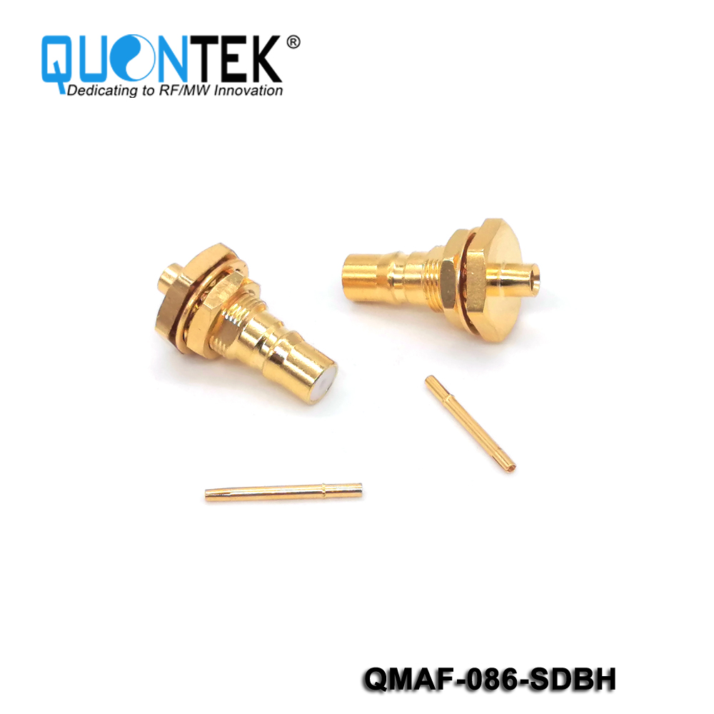 Standard Connector, QMA Female for .086 cable,solder type,Bulkhead mounted