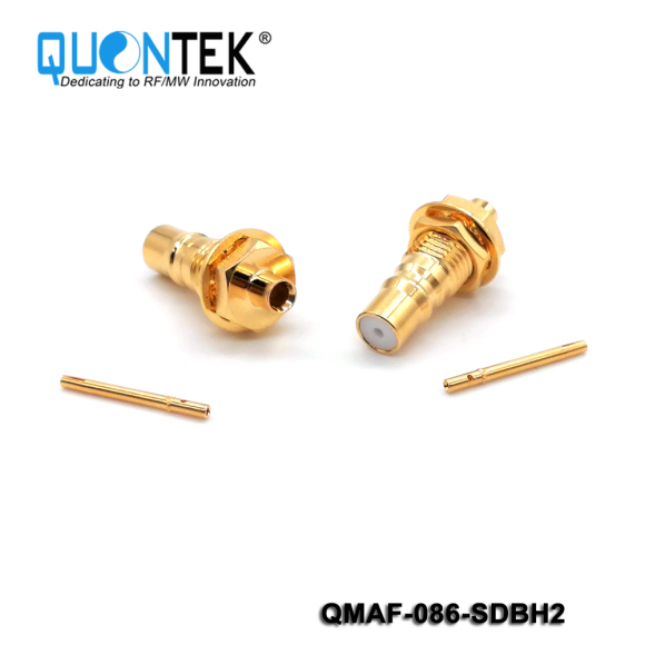 Standard Connector, QMA Female for .086" cable,solder type type,Bulkhead mounted