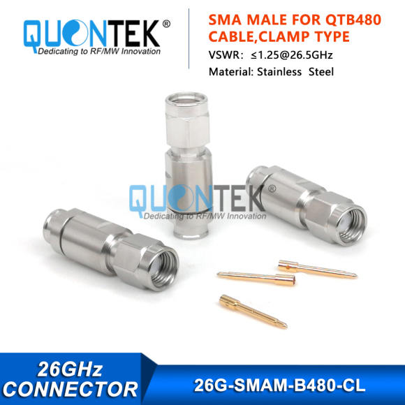 Precision connctor,SMA Male for QTB480 cable,Clamp type,to 26.5GHz Precision connctor,SMA Male for QTB480 cable,Clamp type,to 26.5GHz