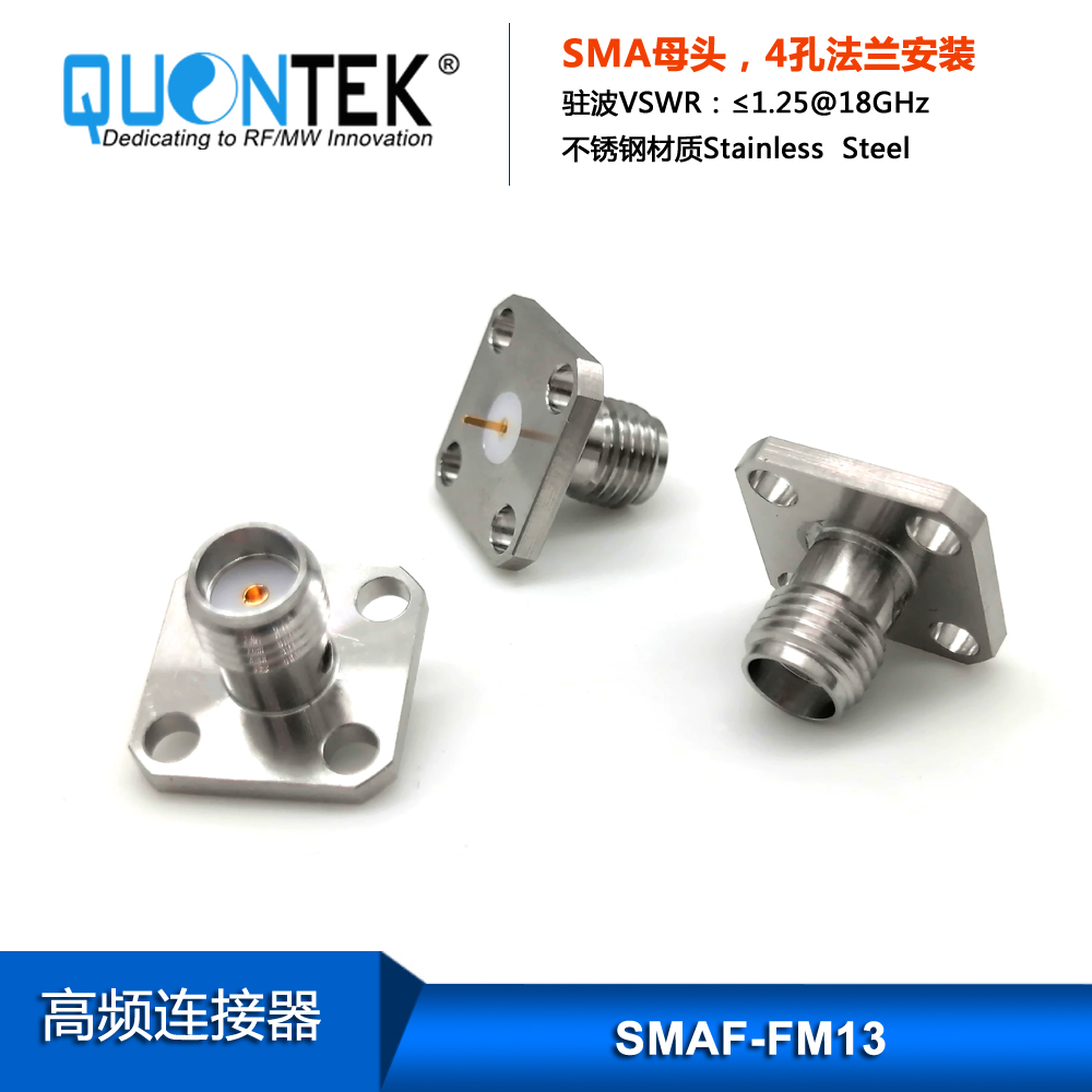 SMA Female, 4-hole flange mounted