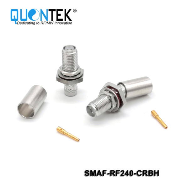 Standard Connector,SMA female for RF240 cable,Crimp type Bulkhead mounted
