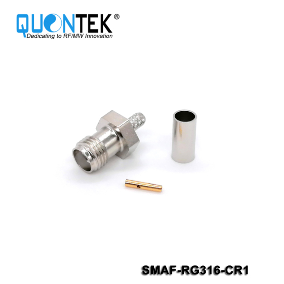 Standard connector,SMA female for RG316/RG174/RF100 cable,Crimp type,Tri-metal ptated