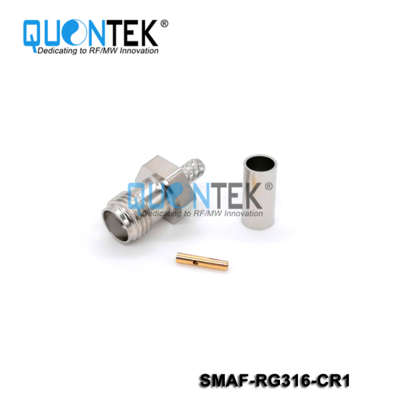 Standard connector,SMA female for RG316/RG174/RF100 cable,Crimp type,Tri-metal ptated