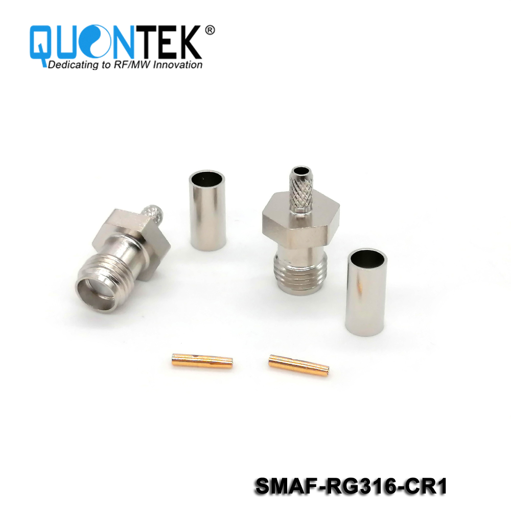 Standard connector,SMA female for RG316/RG174/RF100 cable,Crimp type,Tri-metal ptated
