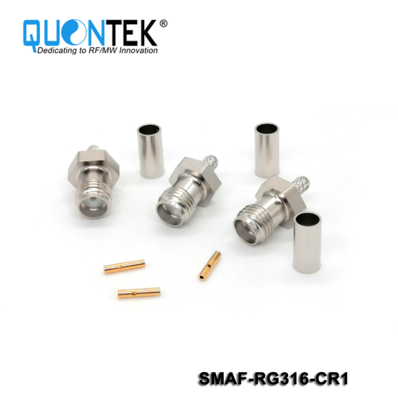 Standard connector,SMA female for RG316/RG174/RF100 cable,Crimp type,Tri-metal ptated