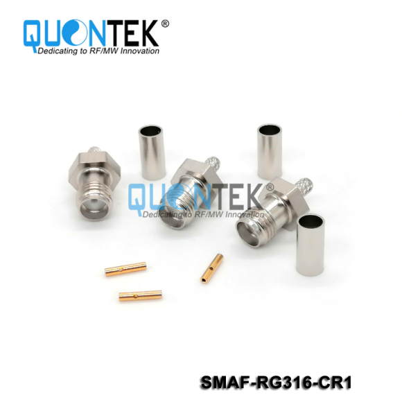 Standard connector,SMA female for RG316/RG174/RF100 cable,Crimp type,Tri-metal ptated