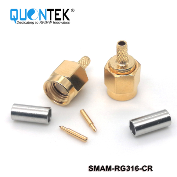 Standard connector,SMA male for RG316/RG174/RF100 cable,Crimp type