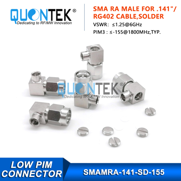 Low PIM Connector, SMA RA Male for .141 Cable,Solder Type Low PIM Connector, SMA RA Male for .141 Cable,Solder Type