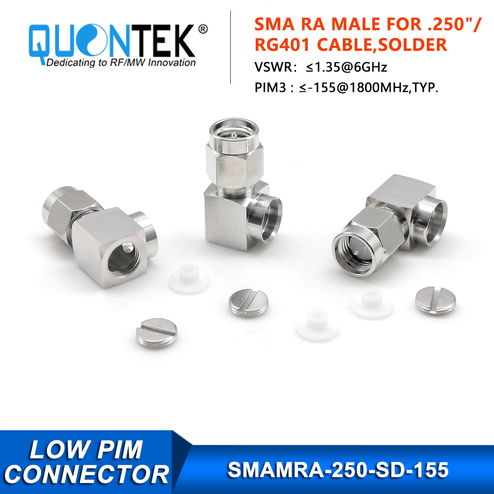 Low PIM Connector, SMA RA Male for .250"/RG401/SF250 Cable,Solder Type