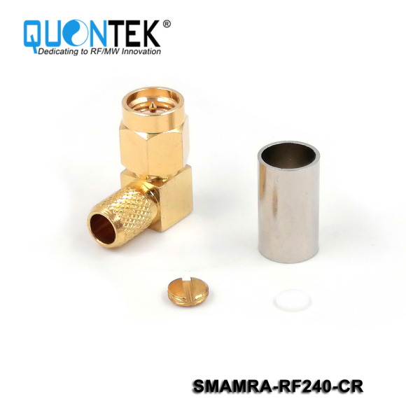 Standard Connector,SMA RA male for RF240 cable,Crimp type,Gold plated