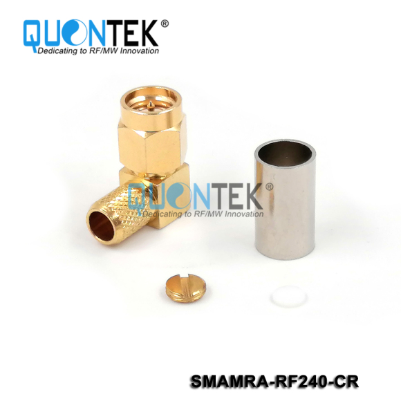 Standard Connector,SMA RA male for RF240 cable,Crimp type,Gold plated