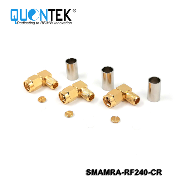 Standard Connector,SMA RA male for RF240 cable,Crimp type,Gold plated