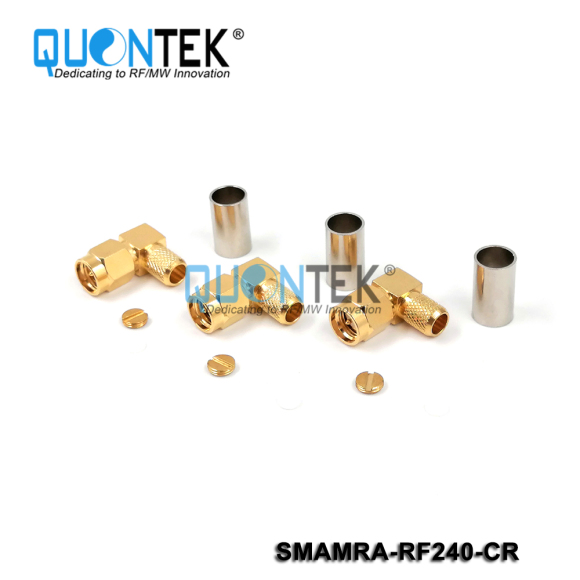 Standard Connector,SMA RA male for RF240 cable,Crimp type,Gold plated