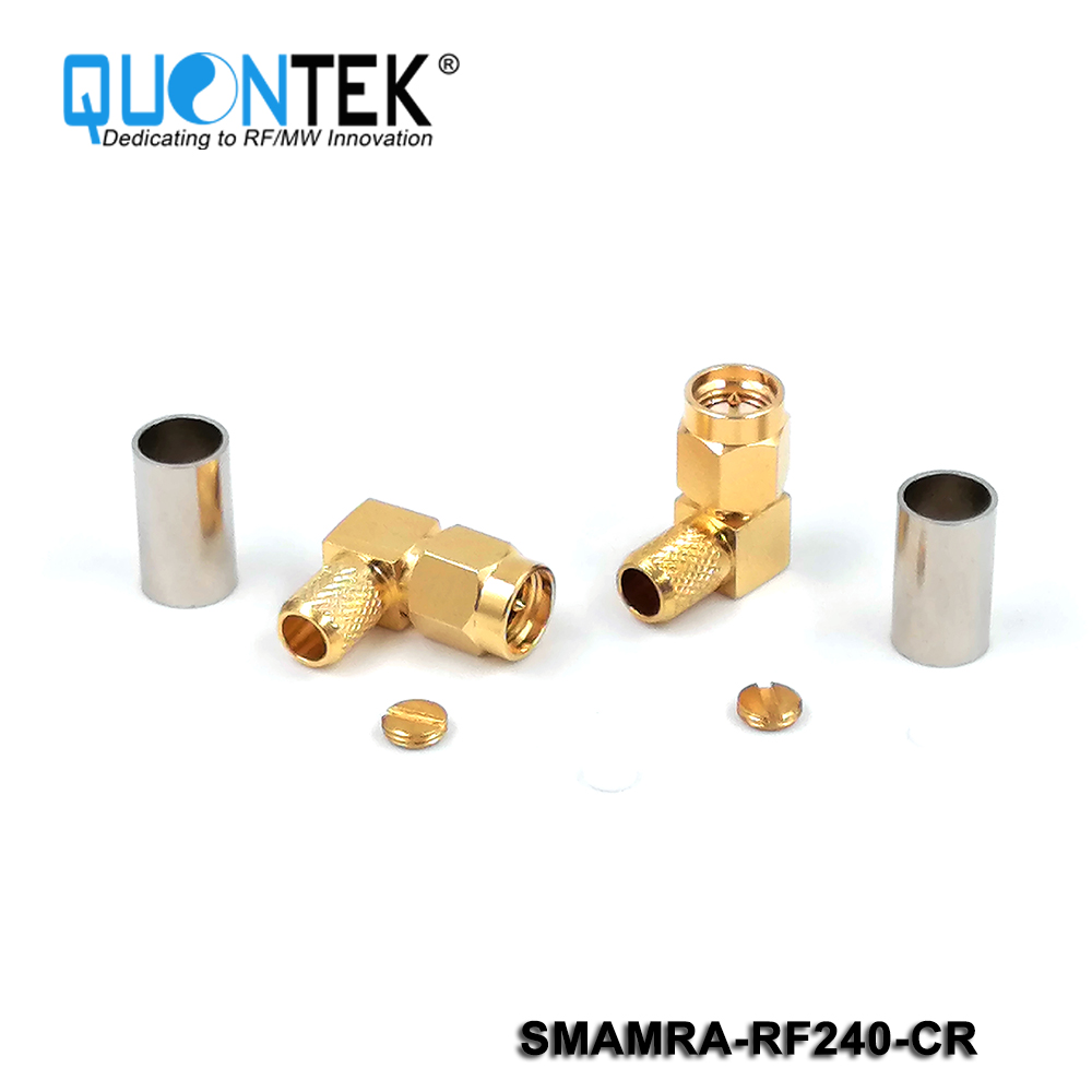 Standard Connector,SMA RA male for RF240 cable,Crimp type,Gold plated