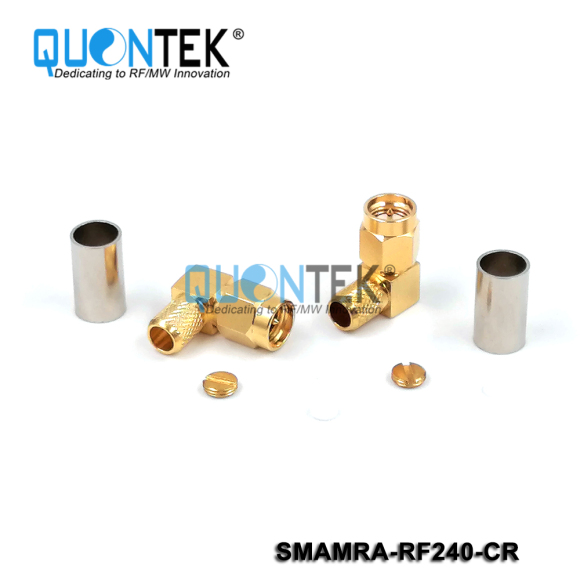 Standard Connector,SMA RA male for RF240 cable,Crimp type,Gold plated