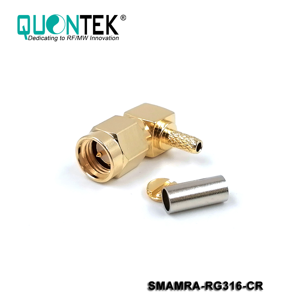Standard connector,SMA RA male for RG316/RG174/RF100 cable,Crimp type