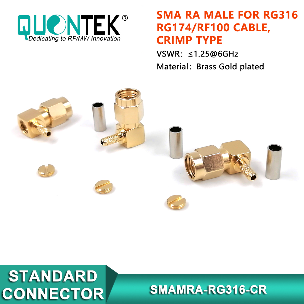 Standard connector,SMA RA male for RG316/RG174/RF100 cable,Crimp type