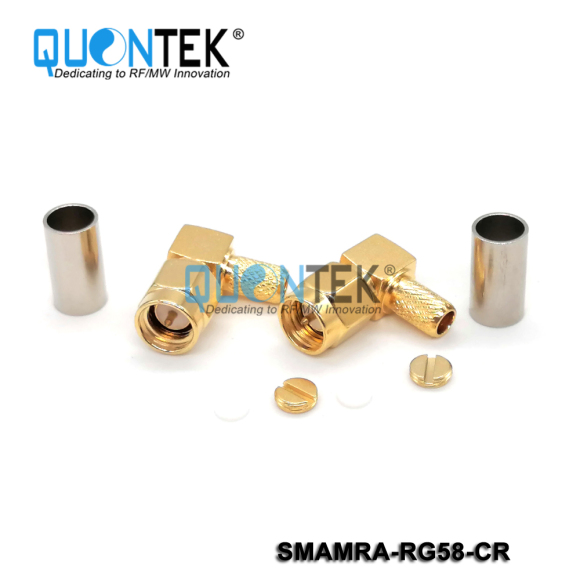 Standard connector,SMA RA male for RG58/RG303/RF195 cable,Crimp type