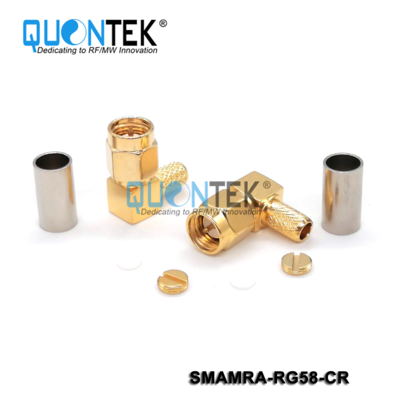 Standard connector,SMA RA male for RG58/RG303/RF195 cable,Crimp type