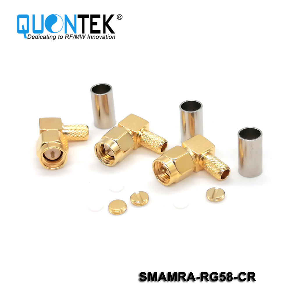 Standard connector,SMA RA male for RG58/RG303/RF195 cable,Crimp type