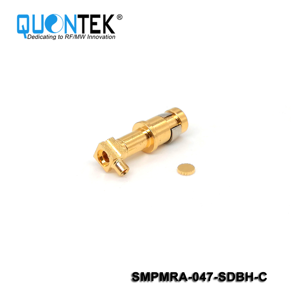 Standard connector,SMP R/A male for .047" cable,Bulkhead mounted, solder type, Catchers mit type2