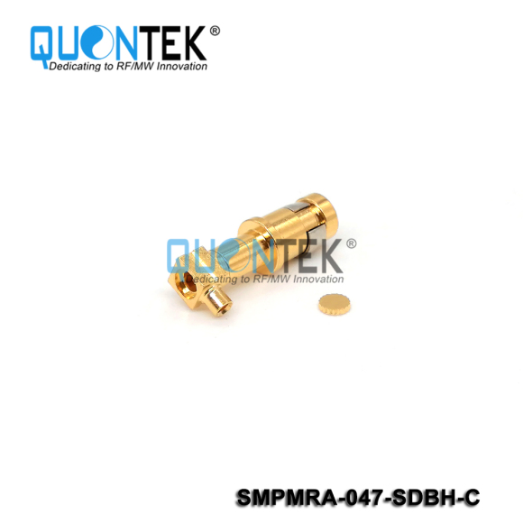 Standard connector,SMP R/A male for .047" cable,Bulkhead mounted, solder type, Catchers mit type2