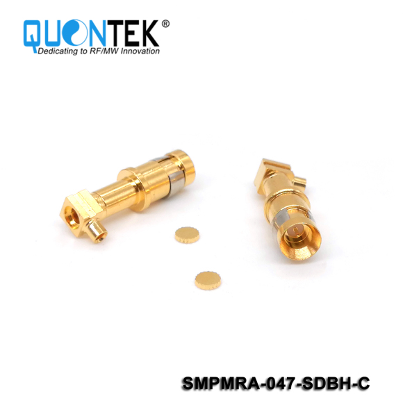 Standard connector,SMP R/A male for .047" cable,Bulkhead mounted, solder type, Catchers mit type2