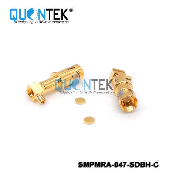 Standard connector,SMP R/A male for .047" cable,Bulkhead mounted, solder type, Catchers mit type2