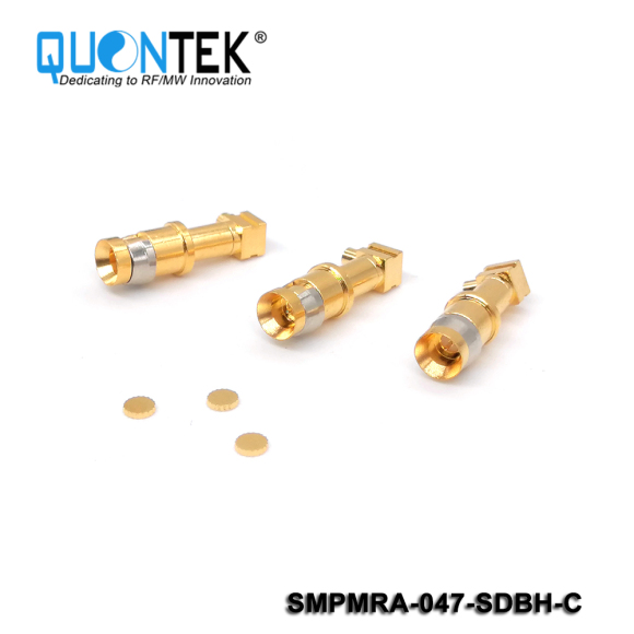 Standard connector,SMP R/A male for .047" cable,Bulkhead mounted, solder type, Catchers mit type2